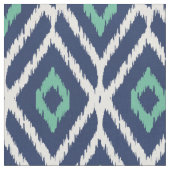 濃紺の緑のイカット部族のダイヤモンド ファブリック (クローズアップ)