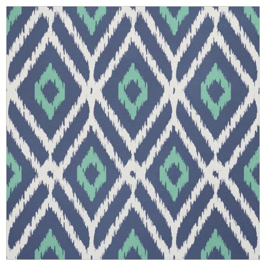 濃紺の緑のイカット部族のダイヤモンド ファブリック (見本)