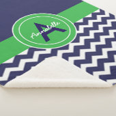 濃紺の緑のシェブロン シェルパブランケット (3/4)