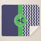 濃紺の緑のシェブロン シェルパブランケット (正面(横))