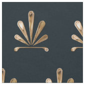 濃紺の背景が付いている金花パターン ファブリック (クローズアップ)