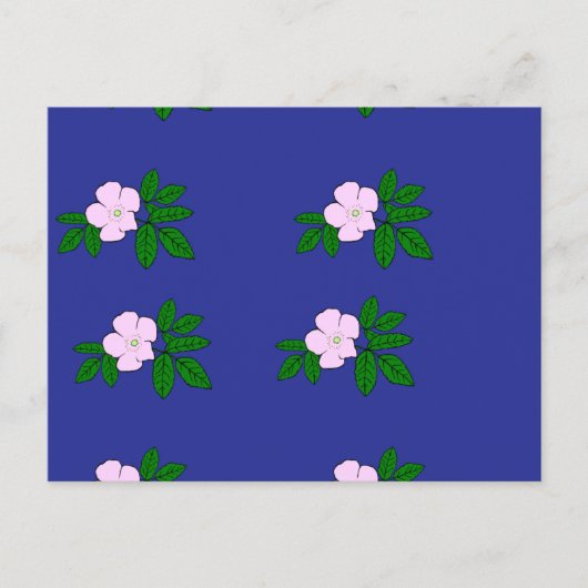 濃紺の背景にピンクの花 ポストカード (正面)