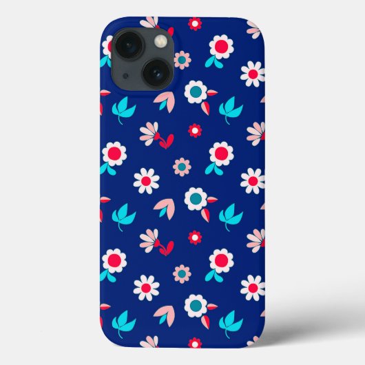 濃紺の背景のカラフルな花 Case-Mate iPhoneケース (裏面)