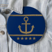 濃紺の背景の金ゴールドのいかり 缶バッジ (インサイチュ)