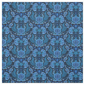 濃紺の腎臓のダマスク織 ファブリック (見本)