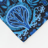 濃紺の腎臓のダマスク織 フリースブランケット (角)