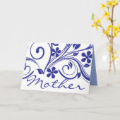 濃紺の花の渦巻の母の日 カード (黄色い花)