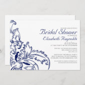 濃紺の華麗さのブライダルシャワー招待状 招待状 (正面/裏面)