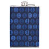 濃紺の調子のモノグラムはパターンを固定します フラスク (裏面)