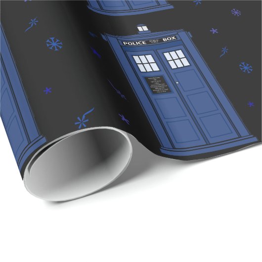 濃紺の警察箱の星明かりの夜ギークの紙 ラッピングペーパー (ロールコーナー)