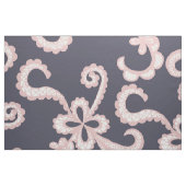 濃紺の赤面のピンクの白い花のレース ファブリック (ファットクウォーター)