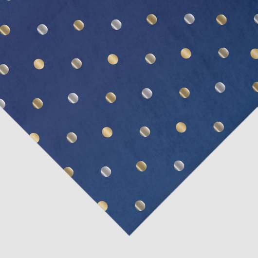 濃紺の金ゴールドそして銀の水玉模様 薄葉紙 (詳細)
