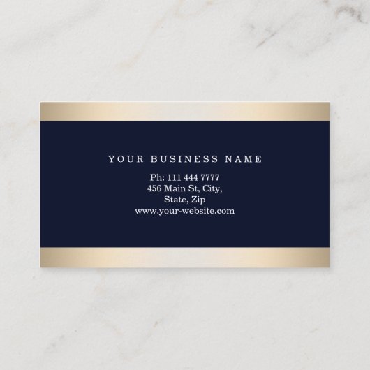 濃紺の金ゴールドのストライプのでモダンなスタイリッシュ個人化して下さい 名刺 (裏面)