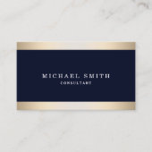 濃紺の金ゴールドのストライプのでモダンなスタイリッシュ個人化して下さい 名刺 (正面)