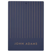 濃紺の金ゴールドのストライプのパーソナライズでクラシックなモダン クリップボード (裏面)