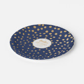 濃紺の金ゴールドの点の男の子のベビーシャワーの装飾 ペーパープレート (アングル)