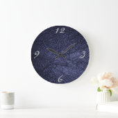 濃紺の革質 ラージ壁時計 (ホーム)