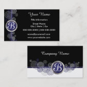 濃紺の、白黒抽象芸術 名刺 (正面/裏面)