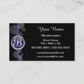 濃紺の、白黒抽象芸術 名刺 (正面)