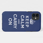 濃紺のKeep Calm and Carry OnのiPhone 5の場合 Case-Mate iPhoneケース (裏面(横))