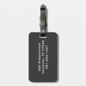 濃紺のMasculineMonogrammedのカスタムな荷物のラベル ラゲッジタグ (裏面縦)