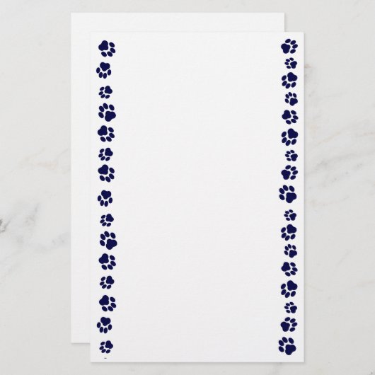 濃紺のPawprintの文房具 便箋 (正面/裏面)
