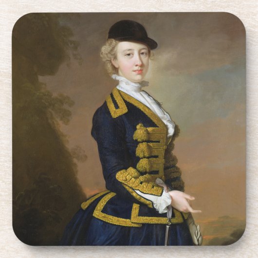 濃紺のriを身に着けているナンシーFortesqueのポートレート コースター (正面)