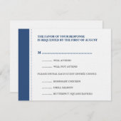 濃紺はRSVPの応答カードを結婚するボーダーに玉を付けました 出欠カード (正面/裏面)