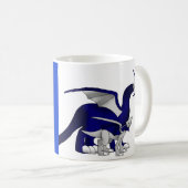 濃紺または銀の母および子供のドラゴンのマグ コーヒーマグカップ (正面右)