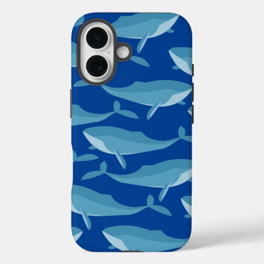 濃紺を泳ぐクジラの群れ Case-Mate iPhoneケース (裏面)