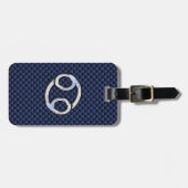 濃紺カーボン繊維のプリントの蟹座の(占星術の)十二宮図の印 ラゲッジタグ (正面横)