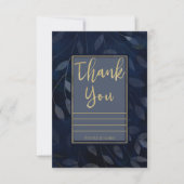 濃紺ゴールド ボタニカルリーフ モダン サンクス 招待状 (正面)