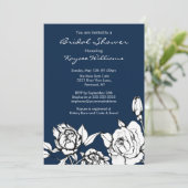 濃紺シックな花のブライダルシャワーの招待状 招待状 (スタンド正面)
