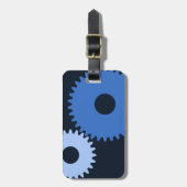 濃紺スタイリッシュな機械コグ ラゲッジタグ (正面縦)