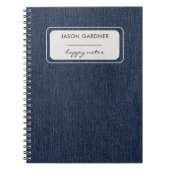 濃紺デニム生地プリントのスパイラルノートブック ノートブック (正面)