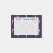 濃紺パターンの水彩画のタツノオトシゴ ポストイット (正面)