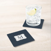 濃紺パターン-上品な人のモノグラム スクエアペーパーコースター (インサイチュ)
