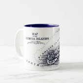 濃紺ヴィンテージのバミューダ島の地図 ツートーンマグカップ (正面左)
