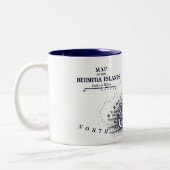 濃紺ヴィンテージのバミューダ島の地図 ツートーンマグカップ (左)