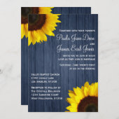 濃紺及びヒマワリの結婚式招待状 招待状 (正面/裏面)