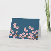 濃紺及びピンクの桜は感謝していしています サンキューカード (裏面)