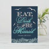 濃紺及び水の航海のな結婚式招待状 招待状 (スタンド正面)