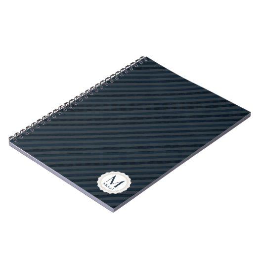 濃紺及び灰色のパーソナライズなモノグラム ノートブック (左側)