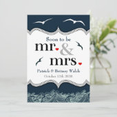 濃紺及び白く航海のな結婚式招待状 招待状 (スタンド正面)