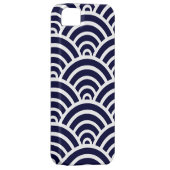 濃紺及び白の帆立貝パターン Case-Mate iPhoneケース (裏面/右)