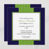 濃紺及び緑の上品な記念パーティー 招待状 (正面/裏面)