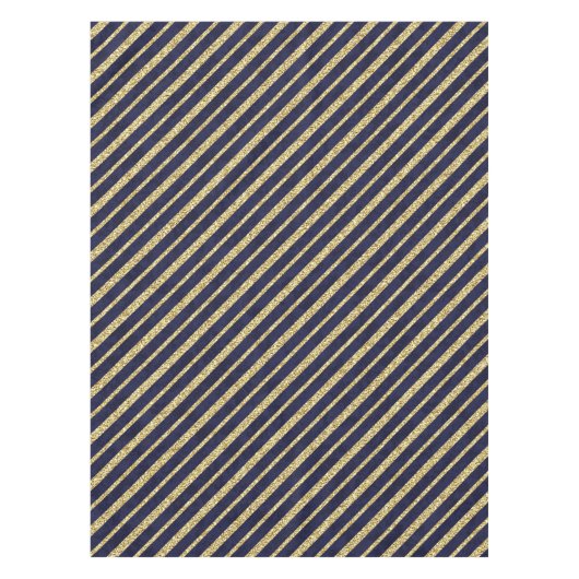 濃紺及び金ゴールドの対角線は縞で飾ります テーブルクロス (正面)