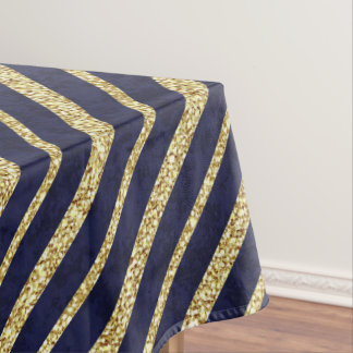 濃紺及び金ゴールドの対角線は縞で飾ります テーブルクロス