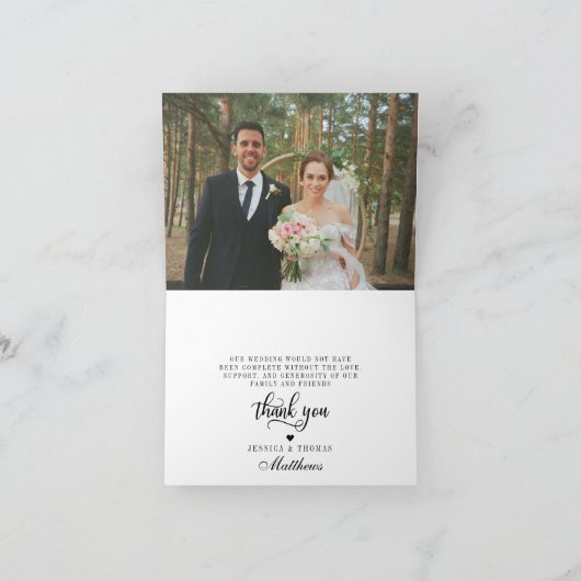 濃紺及び魅力的な銀製の紙吹雪の結婚式は感謝していしています サンキューカード (内部)