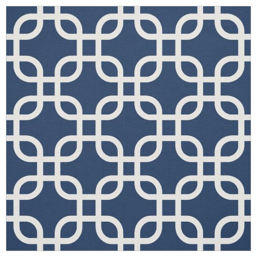 濃紺幾何学的なリンクパターン ファブリック (見本)